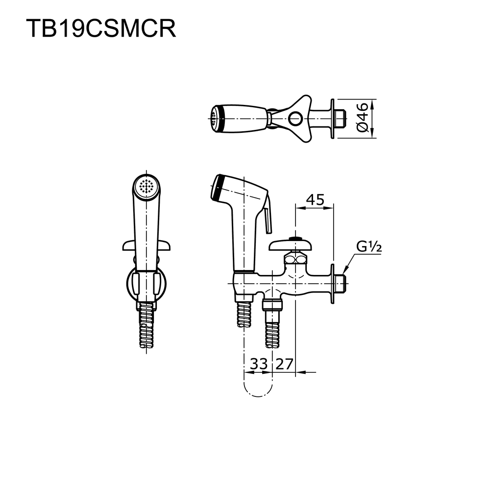 TOTO TB19CSMCR CHR TOILET SHOWER+KRAN&DUDUKAN