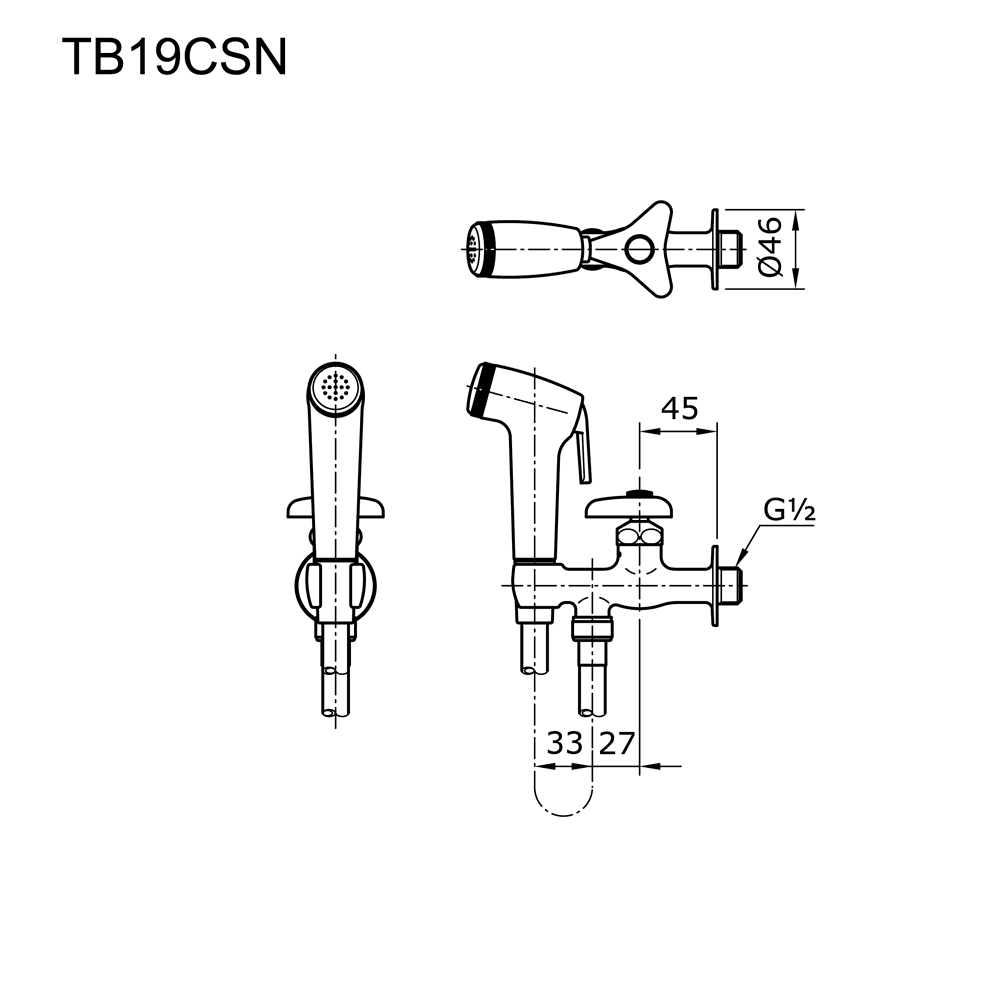 TOTO TB19CSN WHITE TOILET SHOWER+KRAN&DUDUKAN